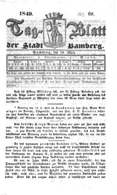 Tag-Blatt der Stadt Bamberg (Bamberger Tagblatt) Samstag 10. März 1849