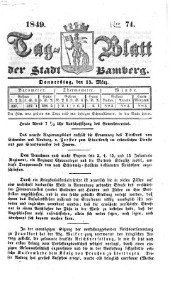 Tag-Blatt der Stadt Bamberg (Bamberger Tagblatt) Donnerstag 15. März 1849