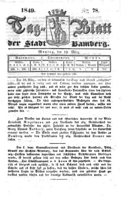 Tag-Blatt der Stadt Bamberg (Bamberger Tagblatt) Montag 19. März 1849