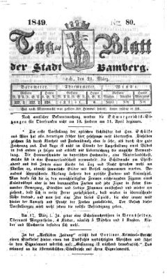 Tag-Blatt der Stadt Bamberg (Bamberger Tagblatt) Mittwoch 21. März 1849