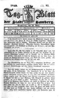 Tag-Blatt der Stadt Bamberg (Bamberger Tagblatt) Samstag 24. März 1849