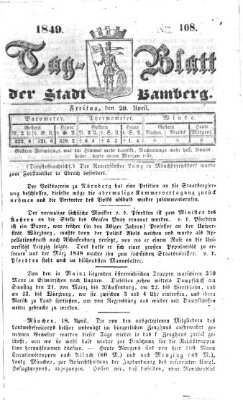 Tag-Blatt der Stadt Bamberg (Bamberger Tagblatt) Freitag 20. April 1849