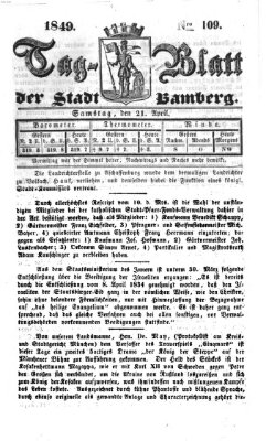 Tag-Blatt der Stadt Bamberg (Bamberger Tagblatt) Samstag 21. April 1849