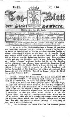 Tag-Blatt der Stadt Bamberg (Bamberger Tagblatt) Mittwoch 25. April 1849