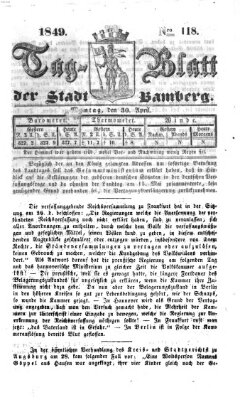 Tag-Blatt der Stadt Bamberg (Bamberger Tagblatt) Montag 30. April 1849