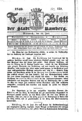 Tag-Blatt der Stadt Bamberg (Bamberger Tagblatt) Mittwoch 13. Juni 1849