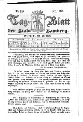 Tag-Blatt der Stadt Bamberg (Bamberger Tagblatt) Mittwoch 20. Juni 1849