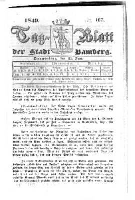 Tag-Blatt der Stadt Bamberg (Bamberger Tagblatt) Donnerstag 21. Juni 1849