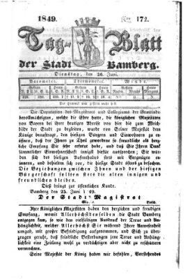 Tag-Blatt der Stadt Bamberg (Bamberger Tagblatt) Dienstag 26. Juni 1849