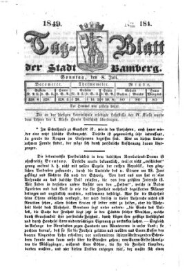 Tag-Blatt der Stadt Bamberg (Bamberger Tagblatt) Sonntag 8. Juli 1849