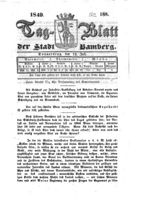 Tag-Blatt der Stadt Bamberg (Bamberger Tagblatt) Donnerstag 12. Juli 1849