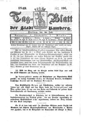 Tag-Blatt der Stadt Bamberg (Bamberger Tagblatt) Freitag 20. Juli 1849