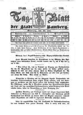 Tag-Blatt der Stadt Bamberg (Bamberger Tagblatt) Montag 30. Juli 1849