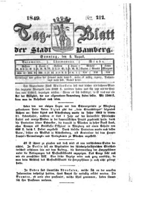 Tag-Blatt der Stadt Bamberg (Bamberger Tagblatt) Sonntag 5. August 1849