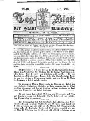 Tag-Blatt der Stadt Bamberg (Bamberger Tagblatt) Sonntag 19. August 1849