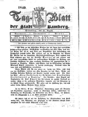 Tag-Blatt der Stadt Bamberg (Bamberger Tagblatt) Dienstag 21. August 1849