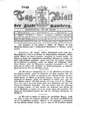 Tag-Blatt der Stadt Bamberg (Bamberger Tagblatt) Donnerstag 30. August 1849