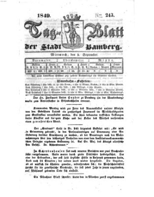 Tag-Blatt der Stadt Bamberg (Bamberger Tagblatt) Mittwoch 5. September 1849