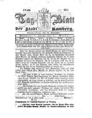 Tag-Blatt der Stadt Bamberg (Bamberger Tagblatt) Donnerstag 13. September 1849