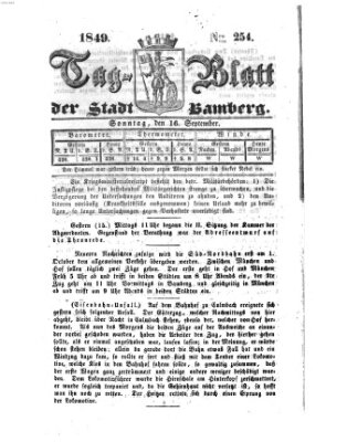 Tag-Blatt der Stadt Bamberg (Bamberger Tagblatt) Sonntag 16. September 1849
