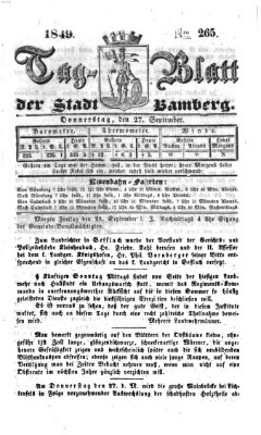 Tag-Blatt der Stadt Bamberg (Bamberger Tagblatt) Donnerstag 27. September 1849