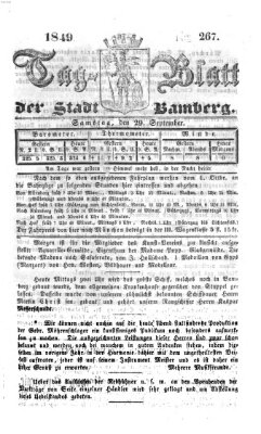 Tag-Blatt der Stadt Bamberg (Bamberger Tagblatt) Samstag 29. September 1849