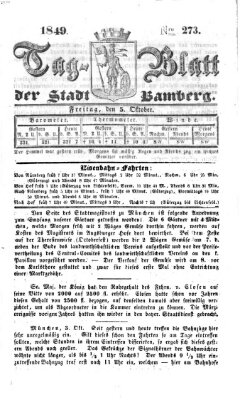 Tag-Blatt der Stadt Bamberg (Bamberger Tagblatt) Freitag 5. Oktober 1849