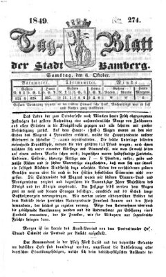 Tag-Blatt der Stadt Bamberg (Bamberger Tagblatt) Samstag 6. Oktober 1849