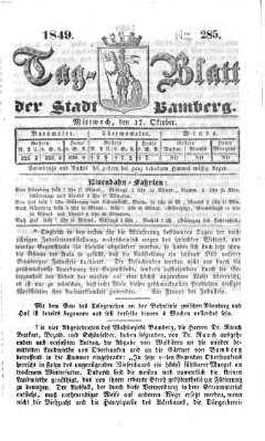 Tag-Blatt der Stadt Bamberg (Bamberger Tagblatt) Mittwoch 17. Oktober 1849