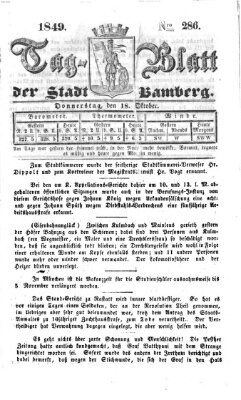 Tag-Blatt der Stadt Bamberg (Bamberger Tagblatt) Donnerstag 18. Oktober 1849