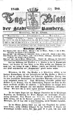 Tag-Blatt der Stadt Bamberg (Bamberger Tagblatt) Sonntag 21. Oktober 1849