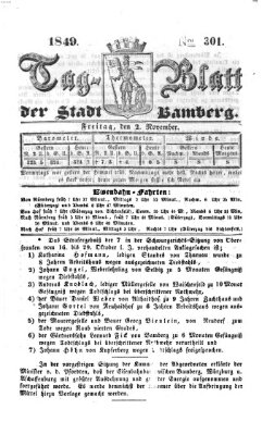 Tag-Blatt der Stadt Bamberg (Bamberger Tagblatt) Freitag 2. November 1849