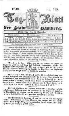 Tag-Blatt der Stadt Bamberg (Bamberger Tagblatt) Dienstag 6. November 1849