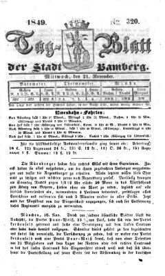 Tag-Blatt der Stadt Bamberg (Bamberger Tagblatt) Mittwoch 21. November 1849