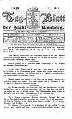 Tag-Blatt der Stadt Bamberg (Bamberger Tagblatt) Donnerstag 6. Dezember 1849