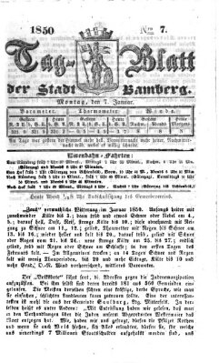 Tag-Blatt der Stadt Bamberg (Bamberger Tagblatt) Montag 7. Januar 1850