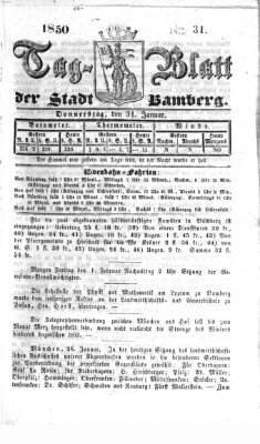 Tag-Blatt der Stadt Bamberg (Bamberger Tagblatt) Donnerstag 31. Januar 1850