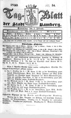 Tag-Blatt der Stadt Bamberg (Bamberger Tagblatt) Sonntag 3. Februar 1850