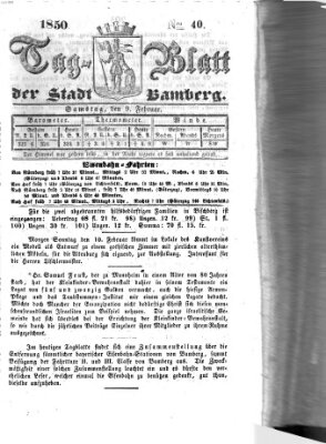 Tag-Blatt der Stadt Bamberg (Bamberger Tagblatt) Samstag 9. Februar 1850