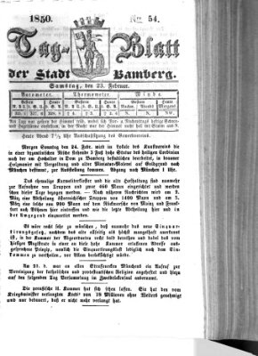 Tag-Blatt der Stadt Bamberg (Bamberger Tagblatt) Samstag 23. Februar 1850