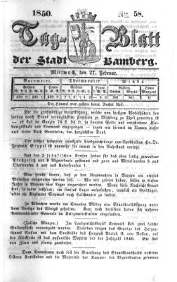 Tag-Blatt der Stadt Bamberg (Bamberger Tagblatt) Mittwoch 27. Februar 1850