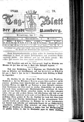 Tag-Blatt der Stadt Bamberg (Bamberger Tagblatt) Dienstag 19. März 1850