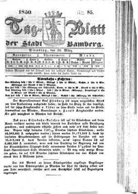 Tag-Blatt der Stadt Bamberg (Bamberger Tagblatt) Dienstag 26. März 1850