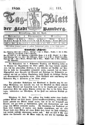 Tag-Blatt der Stadt Bamberg (Bamberger Tagblatt) Dienstag 23. April 1850