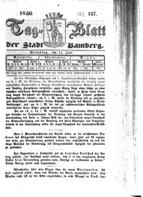 Tag-Blatt der Stadt Bamberg (Bamberger Tagblatt) Dienstag 11. Juni 1850