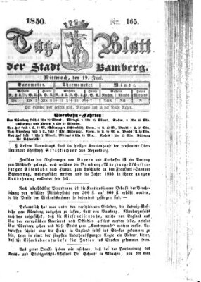 Tag-Blatt der Stadt Bamberg (Bamberger Tagblatt) Mittwoch 19. Juni 1850