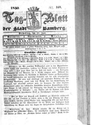 Tag-Blatt der Stadt Bamberg (Bamberger Tagblatt) Samstag 22. Juni 1850