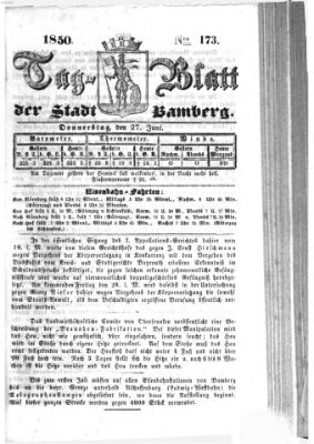 Tag-Blatt der Stadt Bamberg (Bamberger Tagblatt) Donnerstag 27. Juni 1850