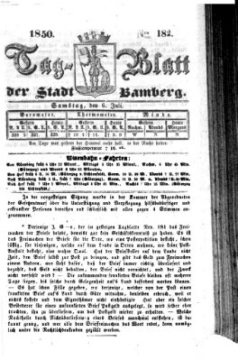 Tag-Blatt der Stadt Bamberg (Bamberger Tagblatt) Samstag 6. Juli 1850