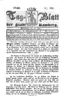 Tag-Blatt der Stadt Bamberg (Bamberger Tagblatt) Montag 15. Juli 1850